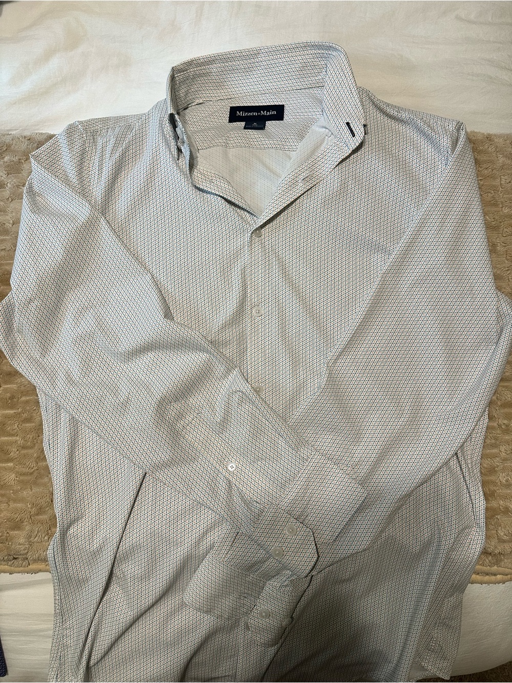 Mizzen+Main Light Gray Micro-Pattern Dress Shirt